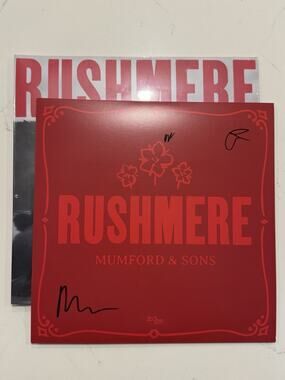 Mumford and Sons SIGNED AUTOGRAPHED RUSHMERE Monochrome RED On Clear Vinyl #2